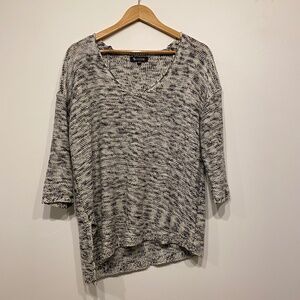 2 Sisters Black and White Knit Scoop Neck Oversized Sweater